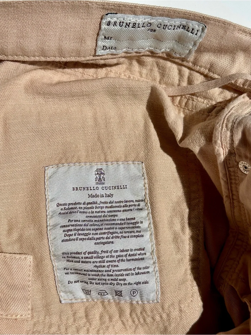 Brunello Cucinelli Sand-Pink Men’s Denim Trousers Jeans, 52, US L (35-36”)